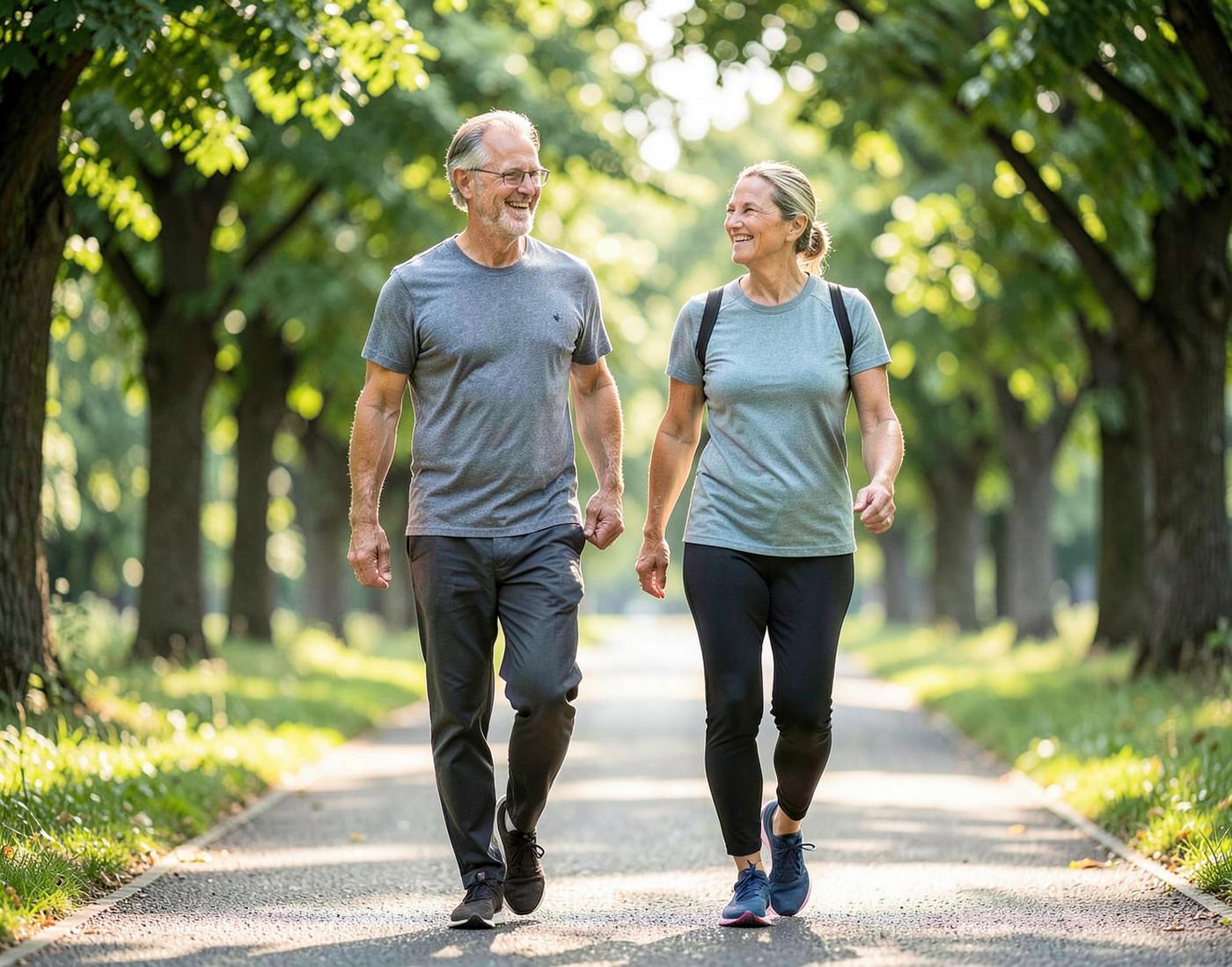 A couple walking outdoors